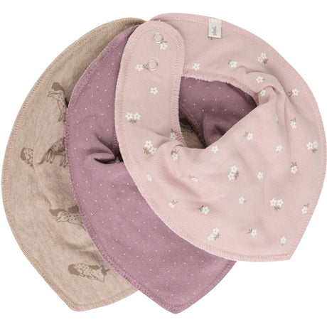 Pippi Elderberry Bandana Bib Girl -Aop (3-Pack)