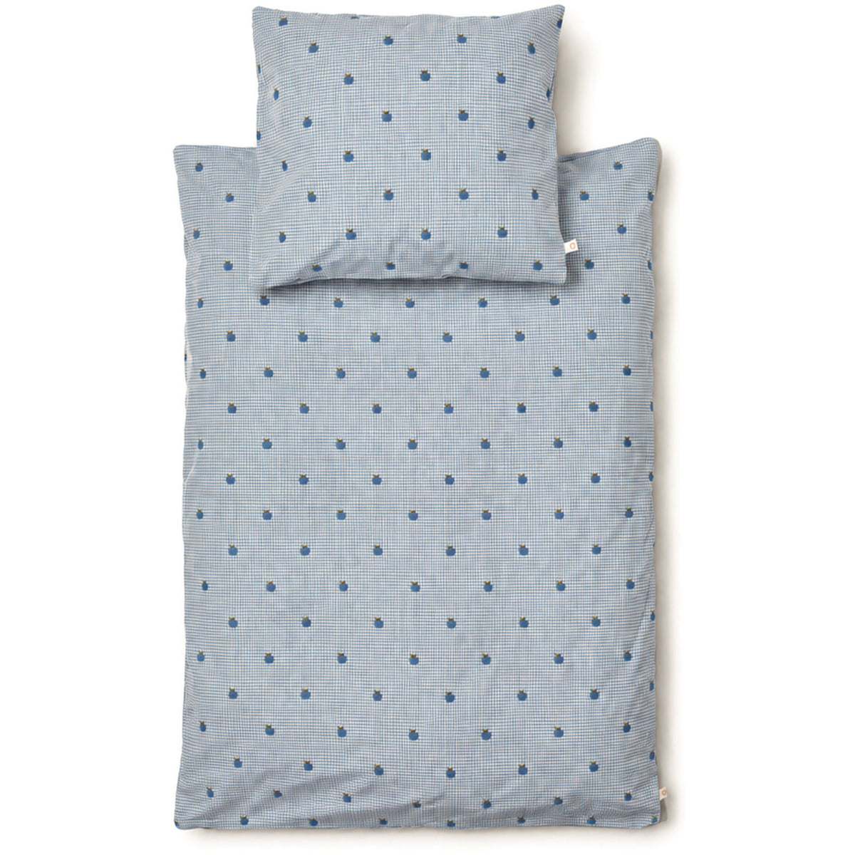 Flöss Light Blue Apple Gingham Ellis Duvet + Pillow Baby