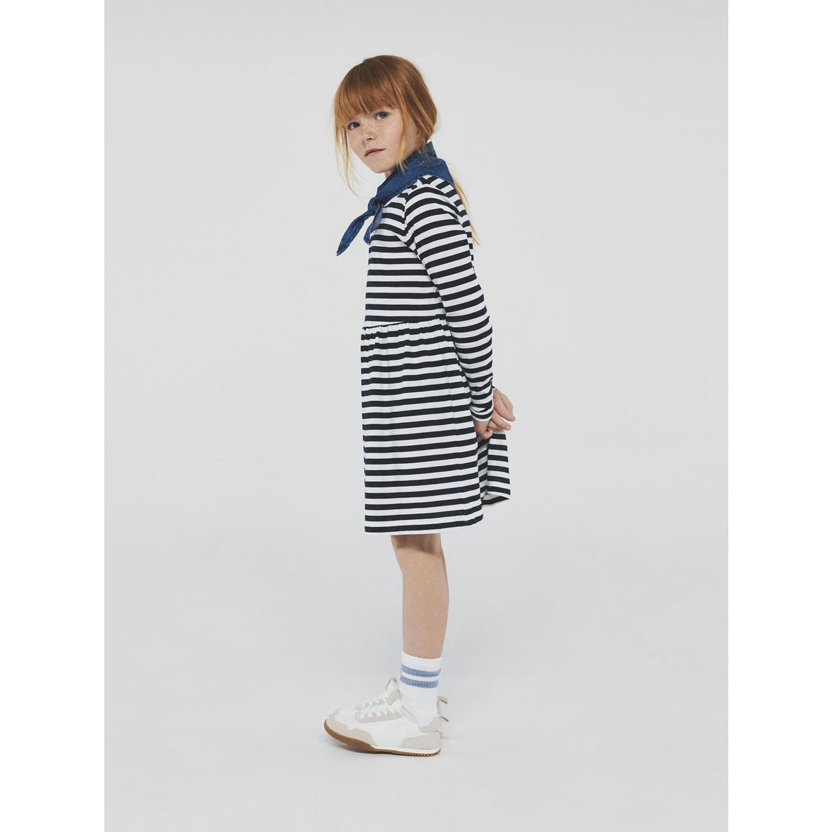 Name It Bright White Stripes In Dark Sap Nmfvivia Ls Dress Noos