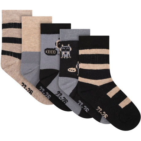 Minymo Blau Gray Socks W. Pattern (5-Pack)