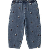 Lil'Atelier Dark Blue Denim Flower Emb Nmfroberta Barrel Dnm Jeans 6288-Se Lil