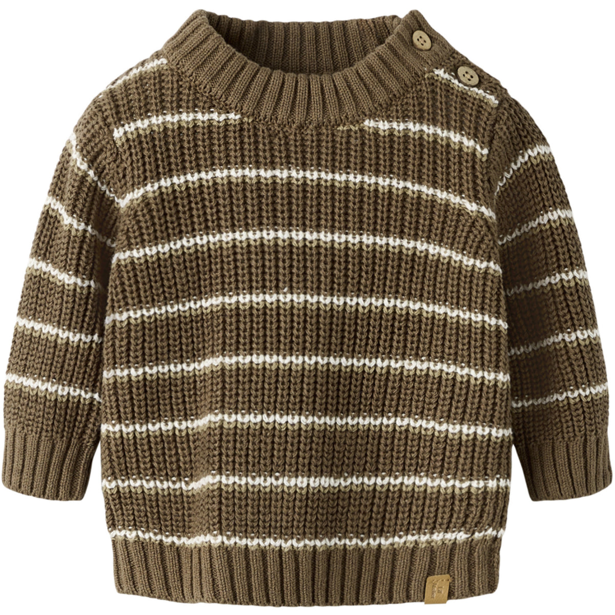 Lil'Atelier Teak Turtledove / Kelp Nbmemlen Rio Ls Knit Stripe Lil