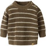 Lil'Atelier Teak Turtledove / Kelp Nbmemlen Rio Ls Knit Stripe Lil