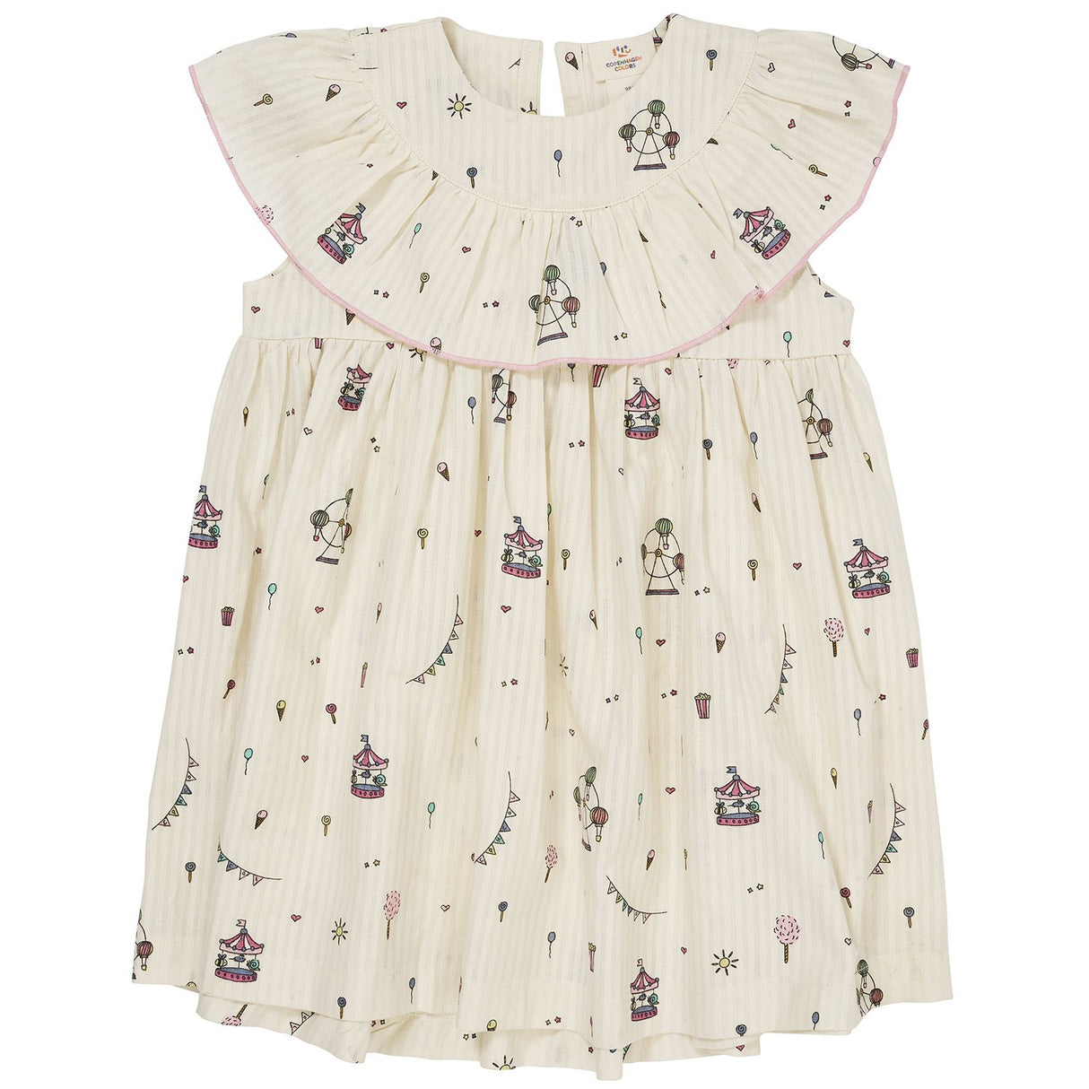 COPENHAGEN COLORS Cream Tivoli Print Dress W. Frill