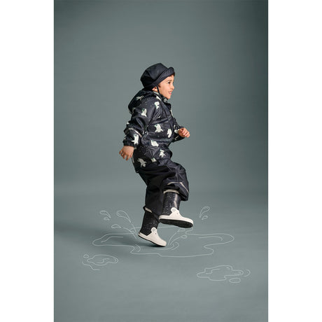 CeLaVi Navy Rain Suit - Aop, w. Fleece lining