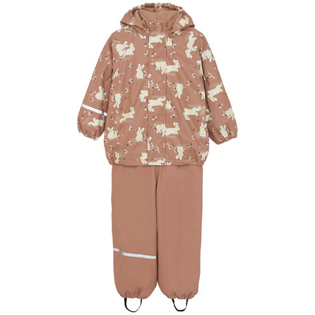 CeLaVi Tawny Brown Rain Suit - Aop, w. Fleece lining