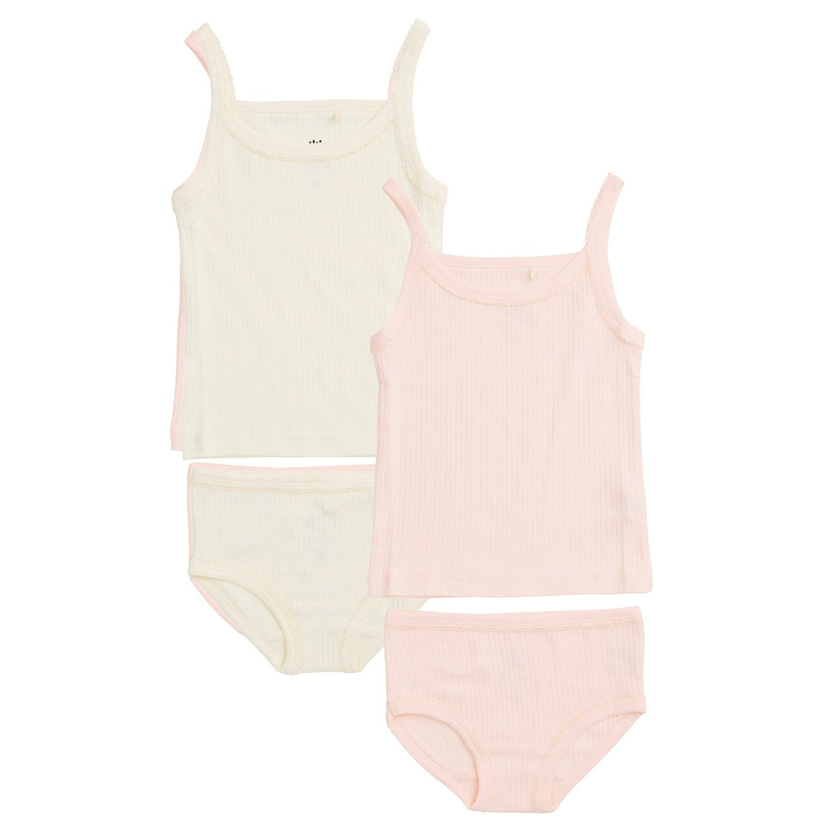 COPENHAGEN COLORS Soft Pink/Cream Comb. Core Rib Jersey 2Pack Straptop And Underpants