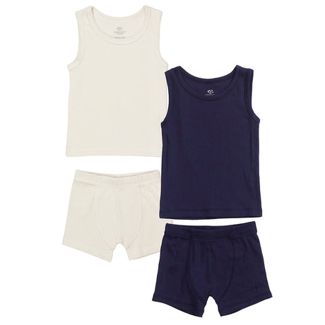 COPENHAGEN COLORS Navy/ Cream Comb. Kick Rib Jersey 2Pack Tank-Top And Boxer Shorts