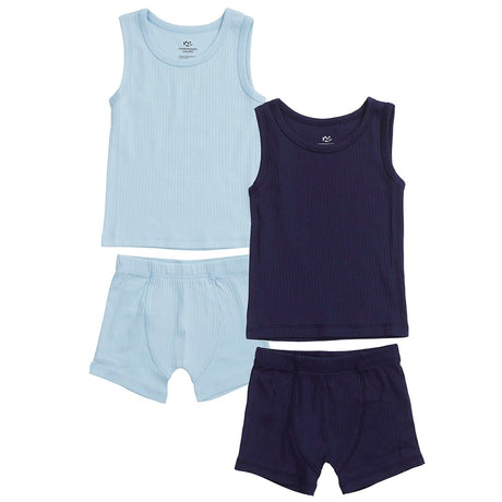 COPENHAGEN COLORS Lt.Blue/ Navy Comb. Core Rib Jersey 2Pack Tank-Top And Boxer Shorts