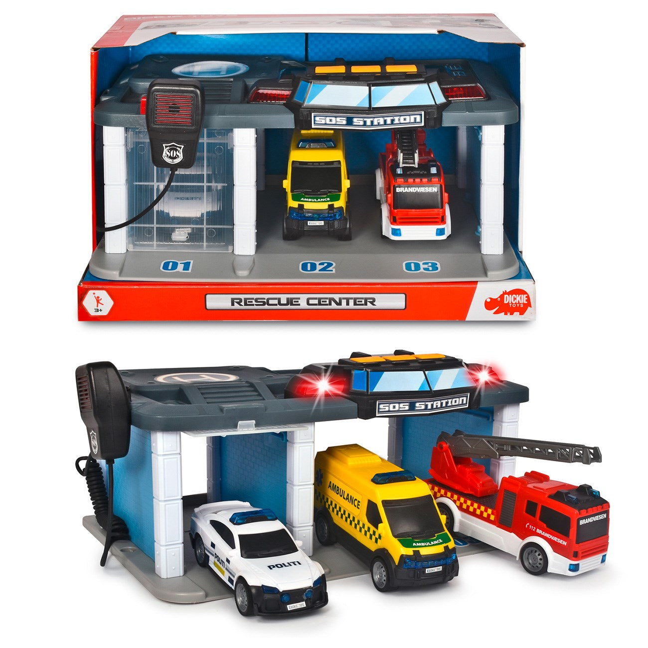 Dickie Toys Danish Rescue Station with 3 Cars