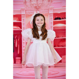 Dolly by Le Petit Tom White Dolly World V-Back Puff Sleeve Organza Tutu Dress