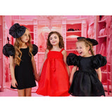 Dolly by Le Petit Tom Black Dolly World V-Back Puff Sleeve Organza Tutu Dress