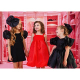 Dolly by Le Petit Tom Black Dolly World V-Back Puff Sleeve Organza Tutu Dress