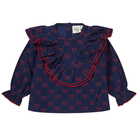 Flöss Navy/Ruby Red Bows Luna Blouse