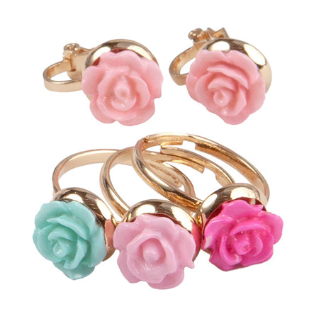 Great Pretenders Boutique Rose Rings & Earring Set