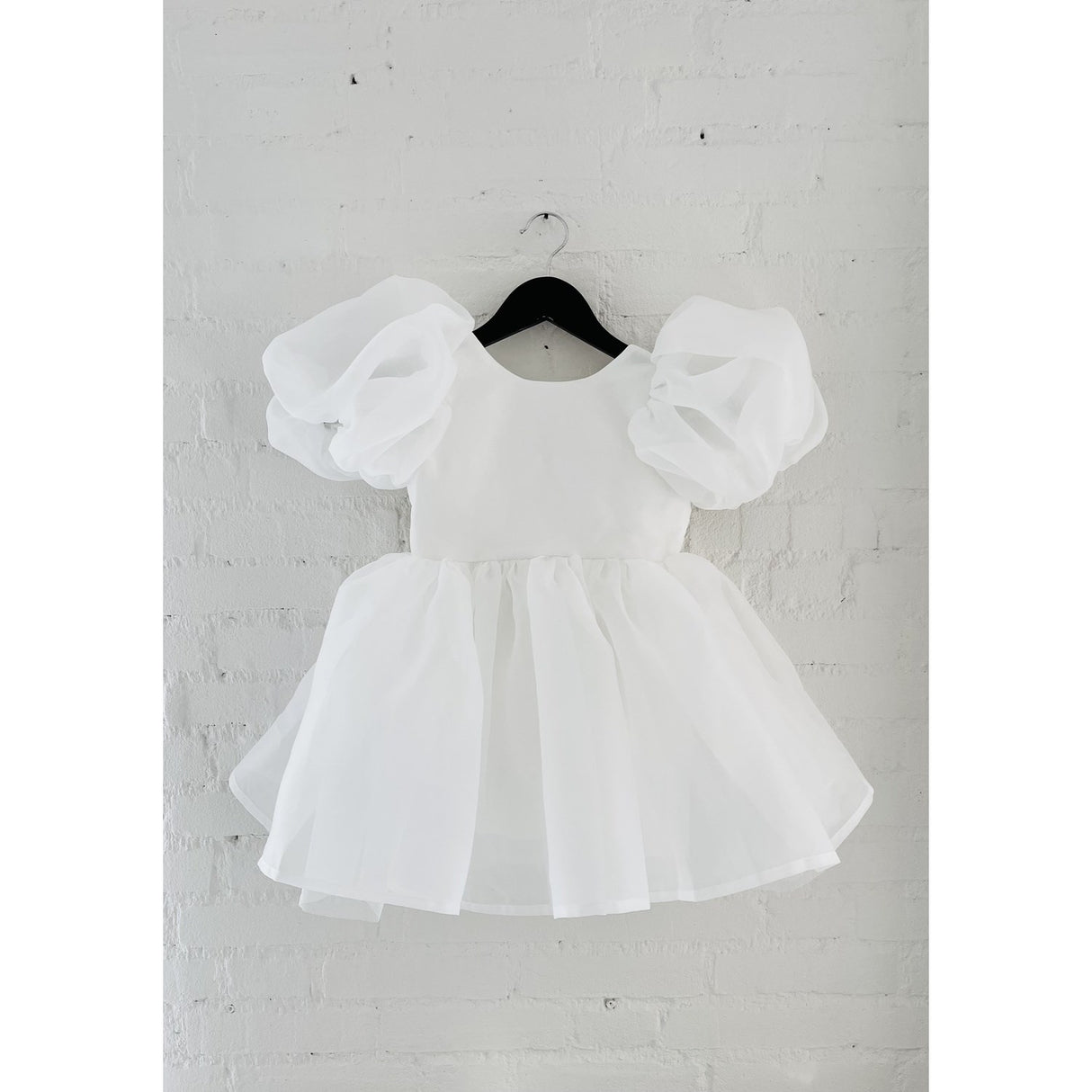 Dolly by Le Petit Tom White Dolly World V-Back Puff Sleeve Organza Tutu Dress