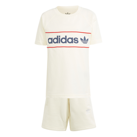 adidas Originals Ivory/Night Indigo/Red Shorts Tee Set