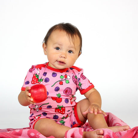 Småfolk Sea Pink Short Sleeve Jumpsuit With Berries 2