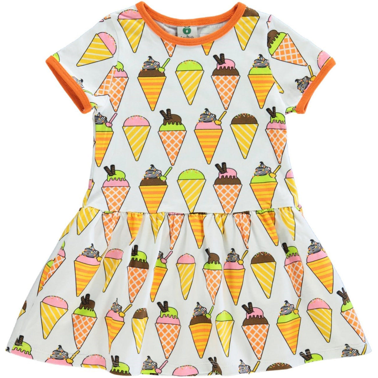 Småfolk Cream Short-Sleeved Dress With Ice Cream