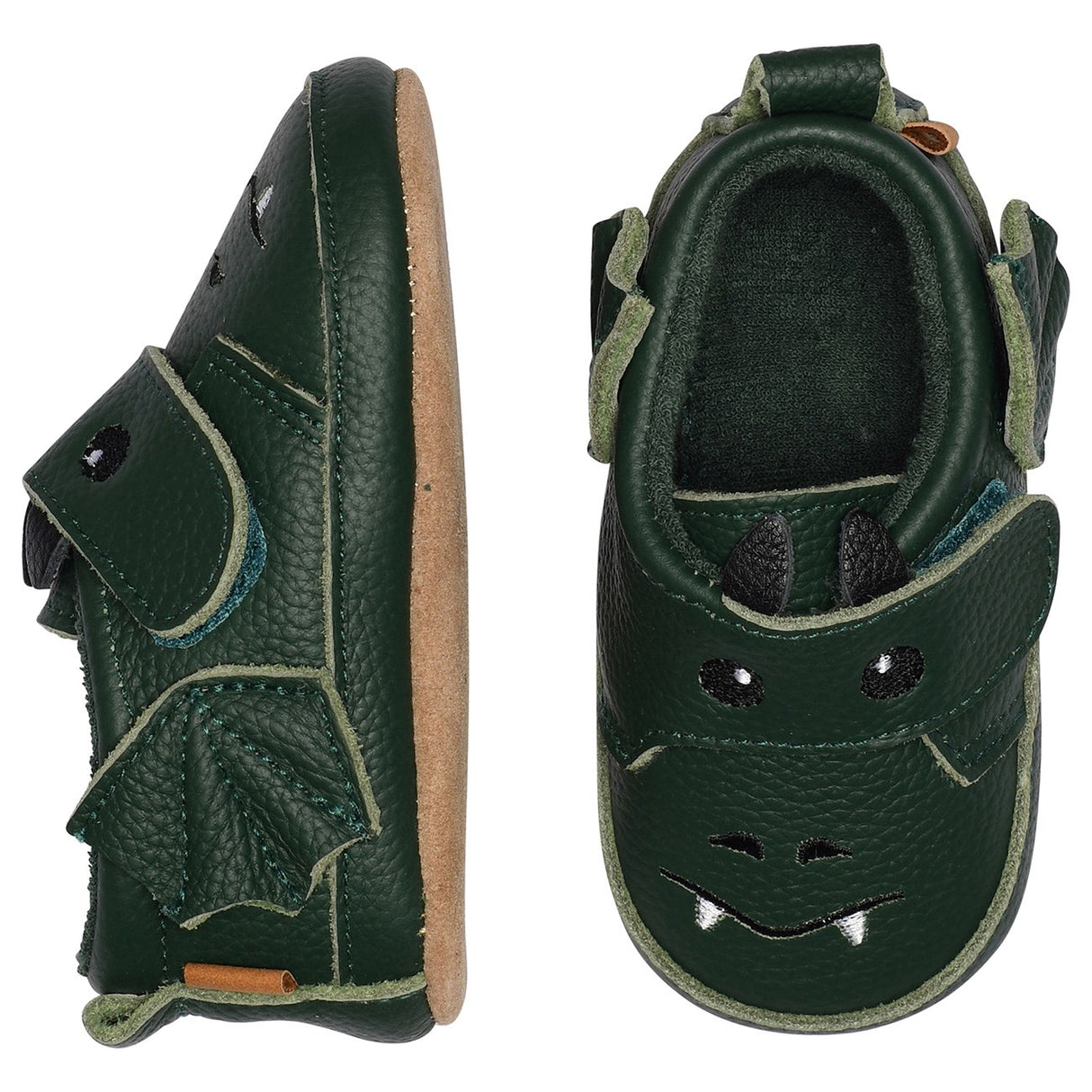 MELTON Dark green  Dragon leather slippers