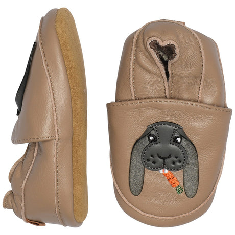 MELTON Desert taupe  Rabbit leather slippers