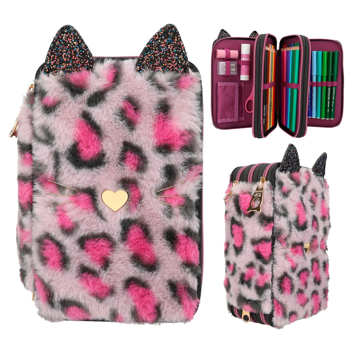 TOPModel Trippel Pencil Case Leo REBEL KITTY