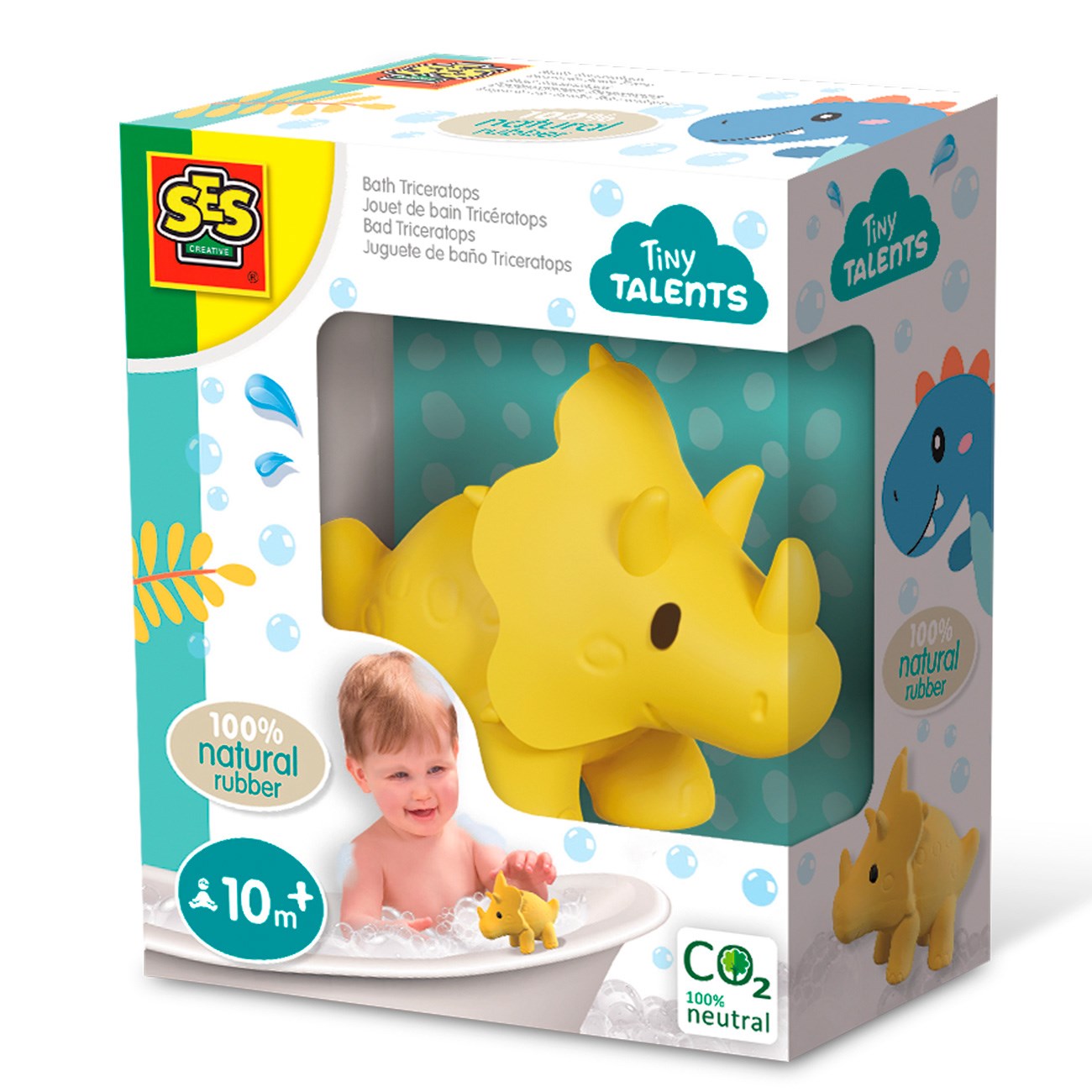 SES Creative Bathing Animals - Triceratops - Natural Rubber