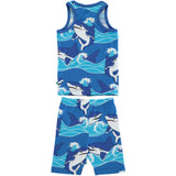 Småfolk Brilliant Blue Tank top and cycling shorts with sharks 5