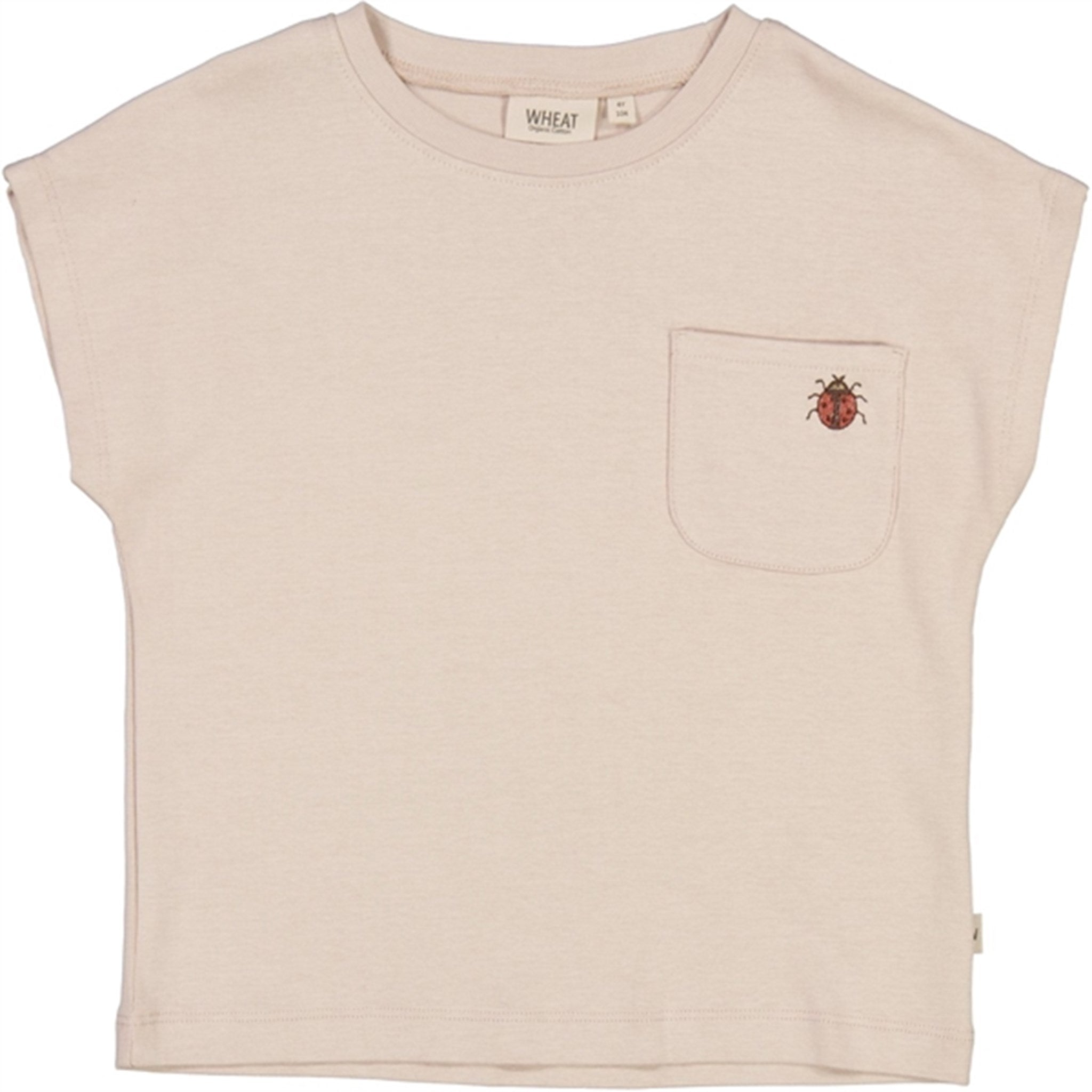 Wheat Pale Lilac Ladybug Embroidery T-shirt
