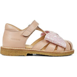 Angulus Sandal W. Bow And Velcro Peach/Peach Glitter 2