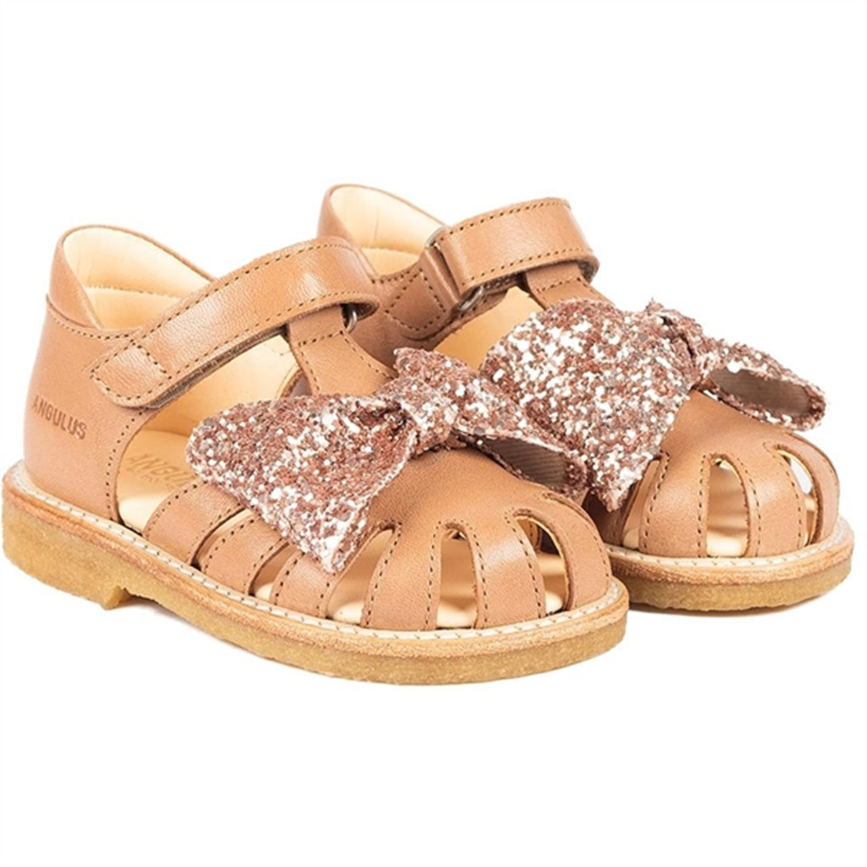 Angulus Starter Sandals Almond/Maple Glitter