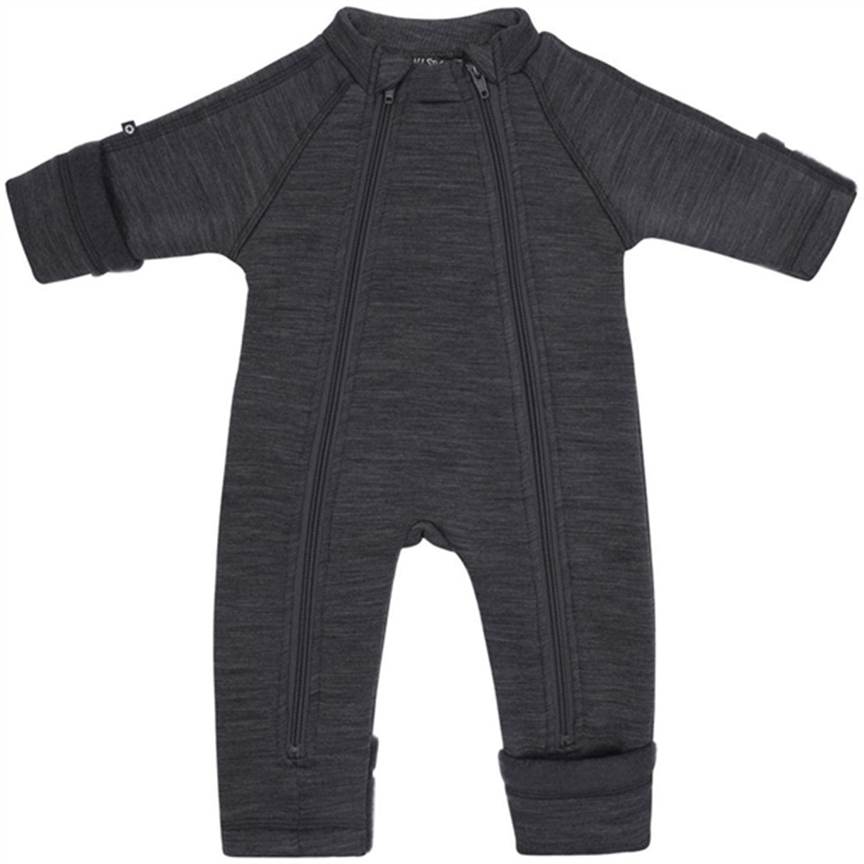 Smallstuff Wool Onesie with Zipper Dark Grey