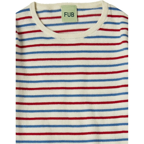 FUB Ecru/Azure/Crimson Red Contrast Striped Blouse 2