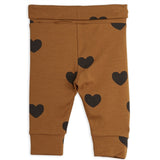 Mini Rodini Basic Hearts Brown Newborn Leggings 3