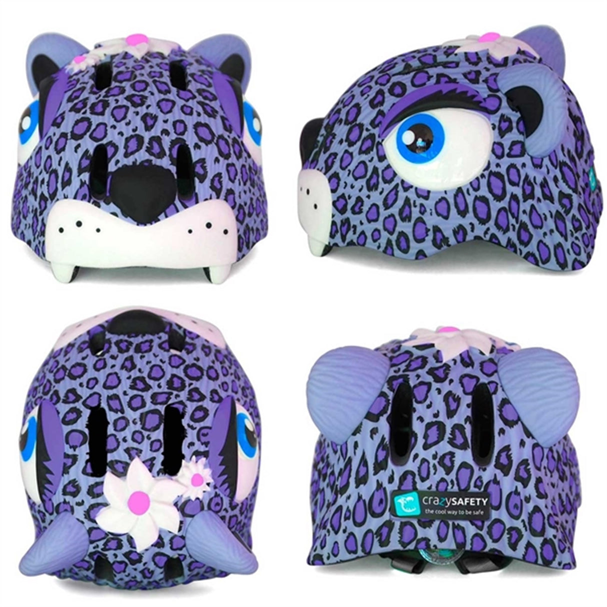 Crazy Safety Leopard Bicycle Helmet Purple