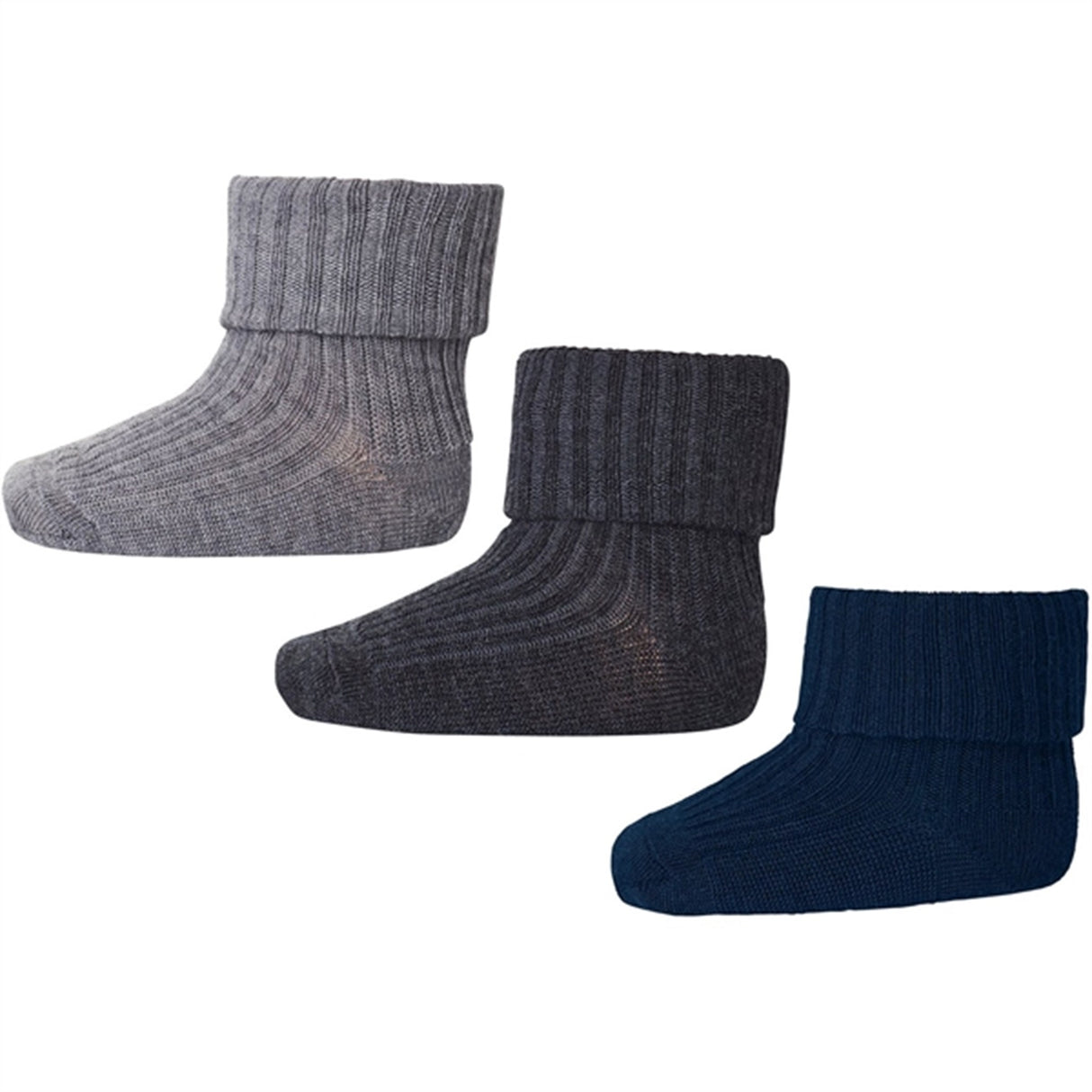MP 59043 Wool Rib Baby Socks 3-pack Grey Melange