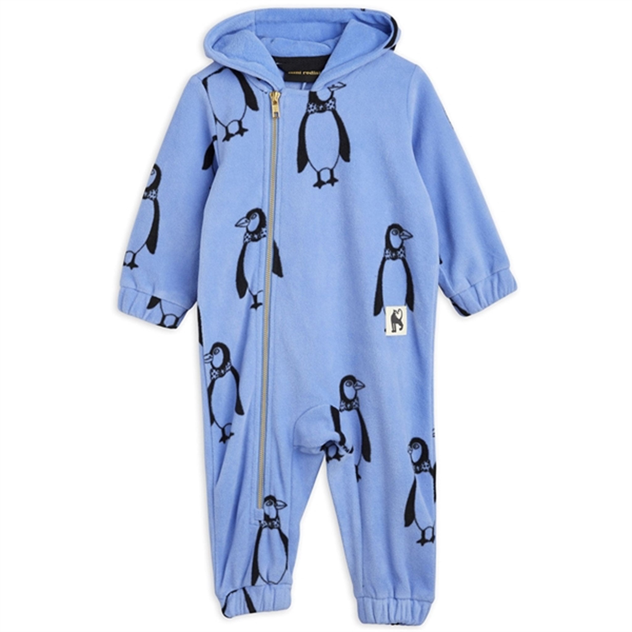 Mini Rodini Penguin Fleece Onesie Blue
