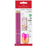 Faber-Castell 3 Pencils, 1 Sharpener, Eraser Pink