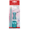 Faber-Castell Sparkle Jumbo Pencil, Eraser, Pencil Sharpener - Turquoise