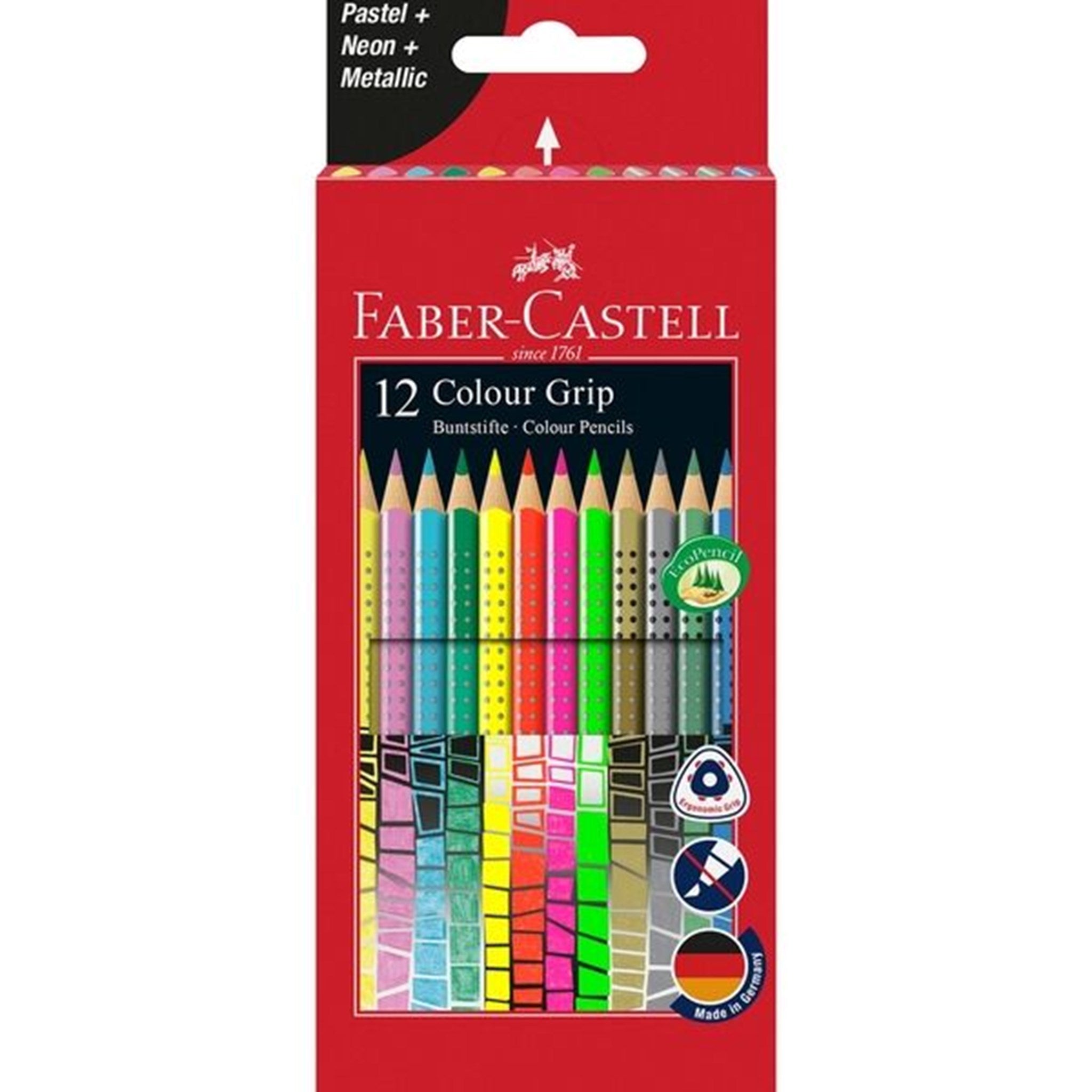 Faber Castell Grip 2001 Pastel, Neon, Metallic 12 Pencils