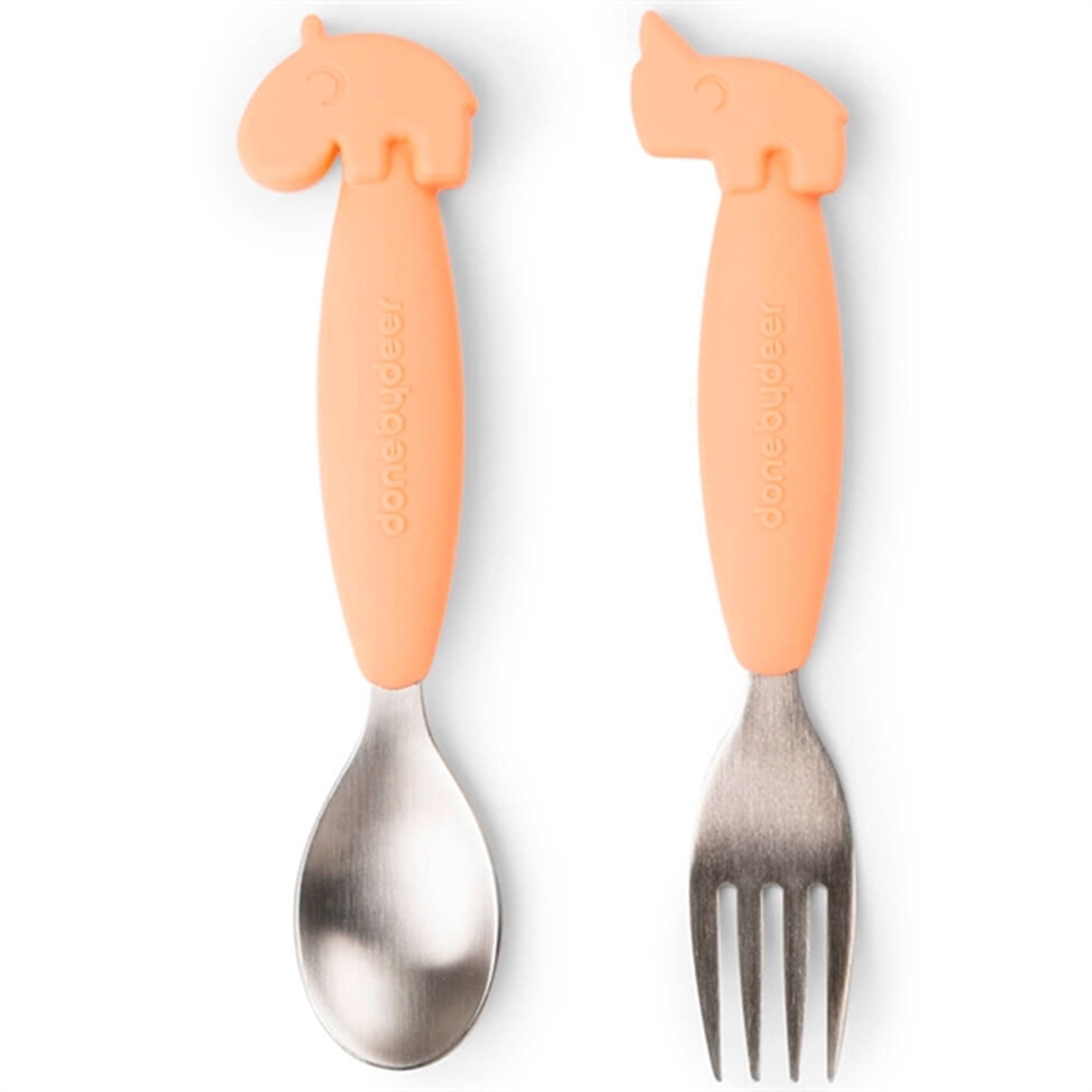 Done by Deer Easy Grip Spoon and Fork Set Coral 4