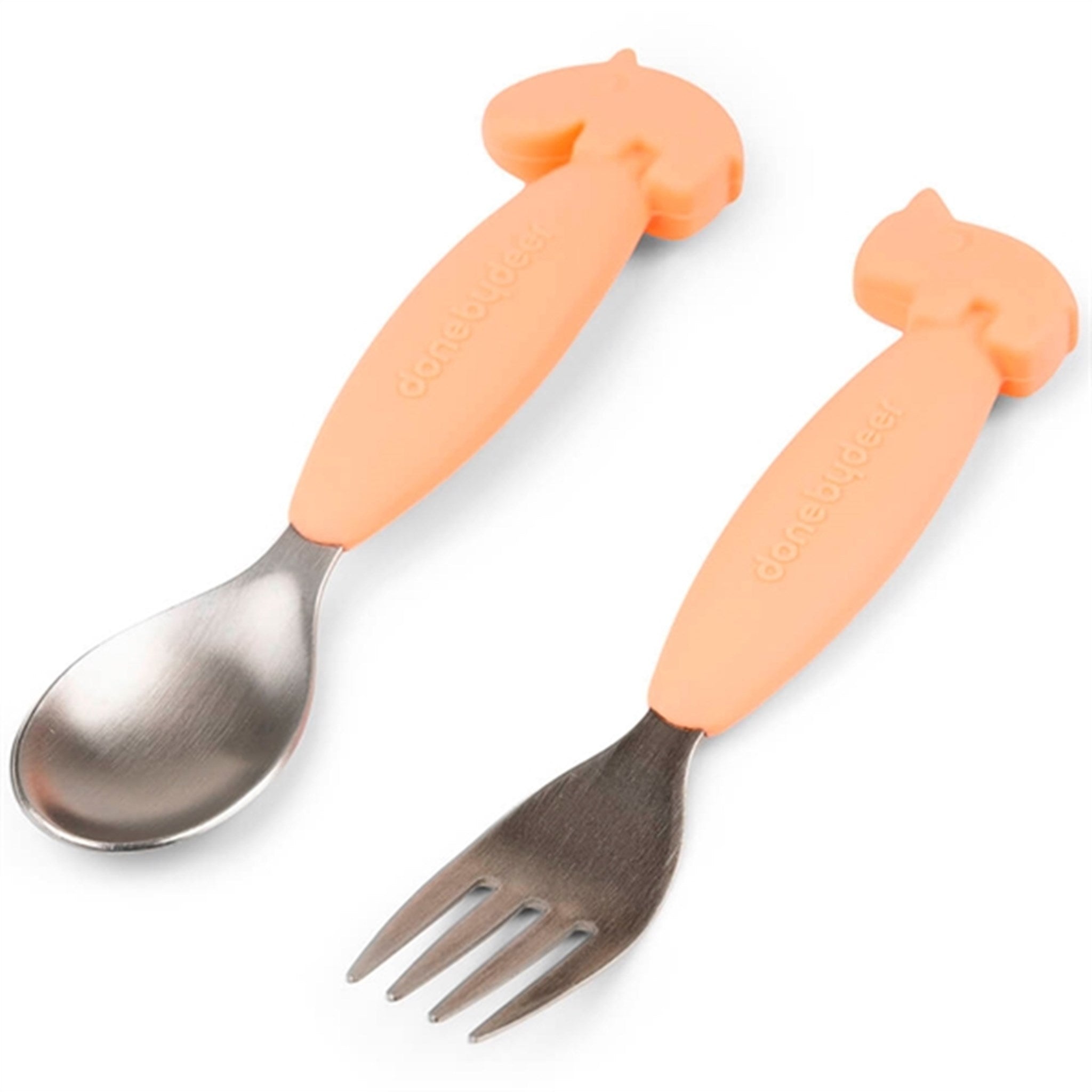 Done by Deer Easy Grip Spoon and Fork Set Coral 3