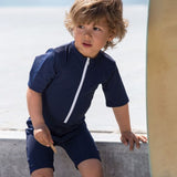 Petit Crabe Blue Noe Star Sunsuit with Zipper