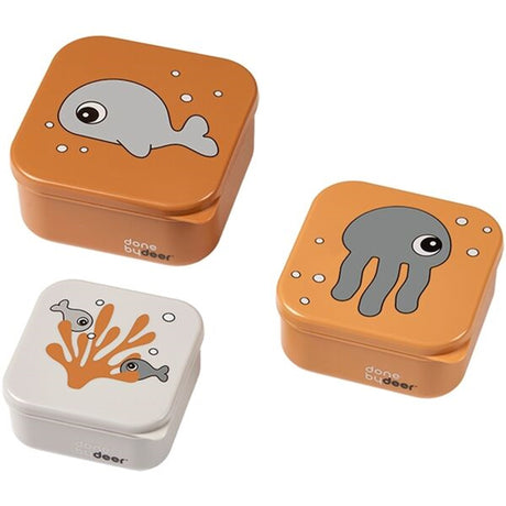 Done by Deer Snack Box Set 3-pack Sea Friends Mustard/Grey