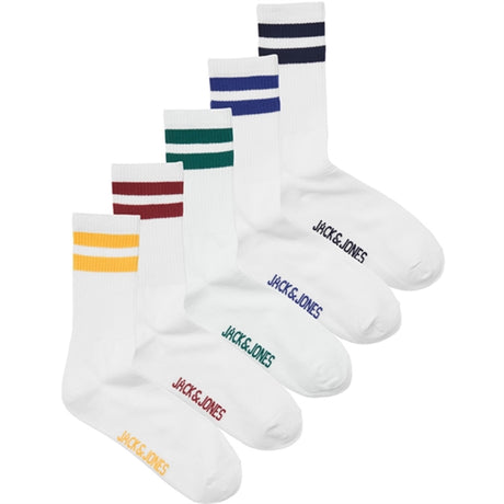 Jack & Jones Junior Rio Red Aventurine Two Stripes Tennis Socks 5-pack