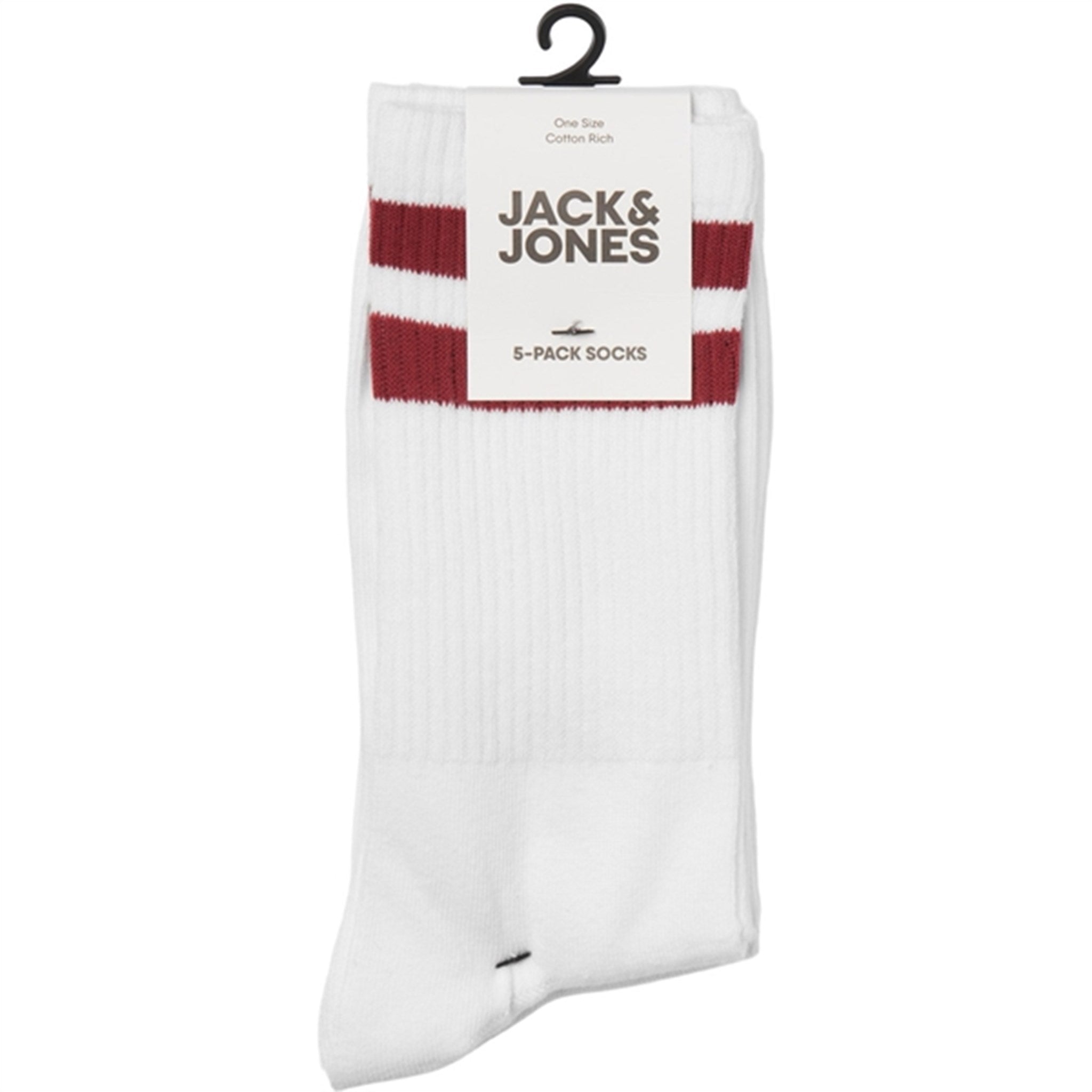 Jack & Jones Junior Rio Red Aventurine Two Stripes Tennis Socks 5-pack 2