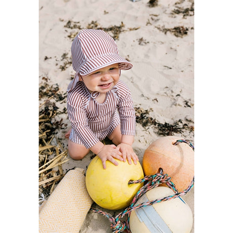 MINI A TURE Goldie Printed UV50 Swim Suit Acorn Brown Stripes 2