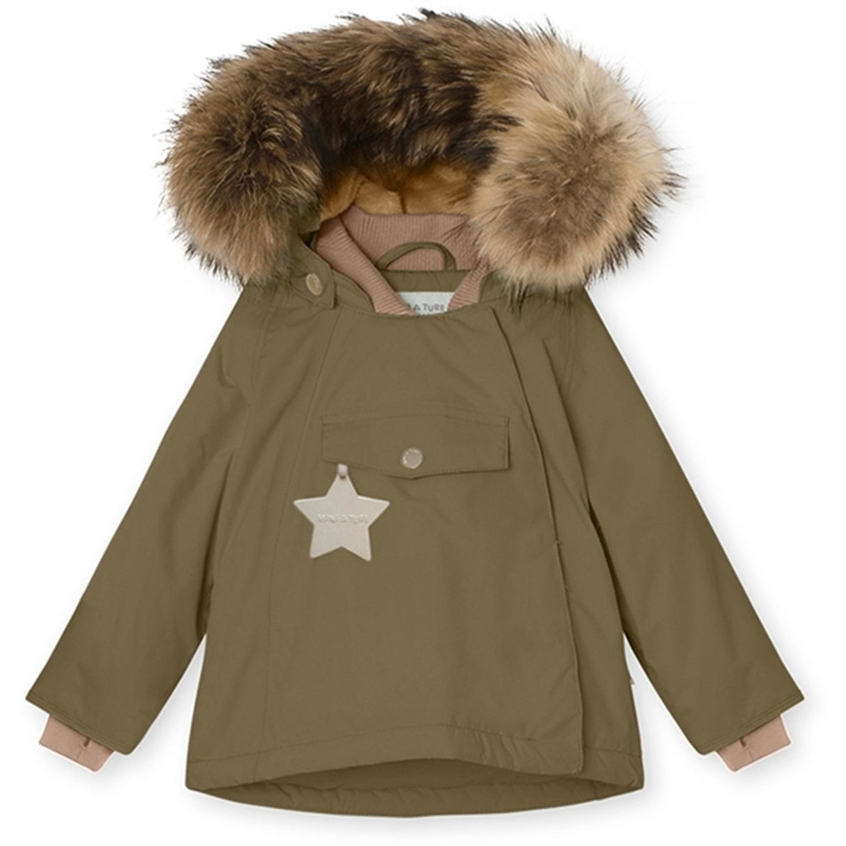 MINI A TURE Wang Fleece Fur Winter Jacket Capers Green