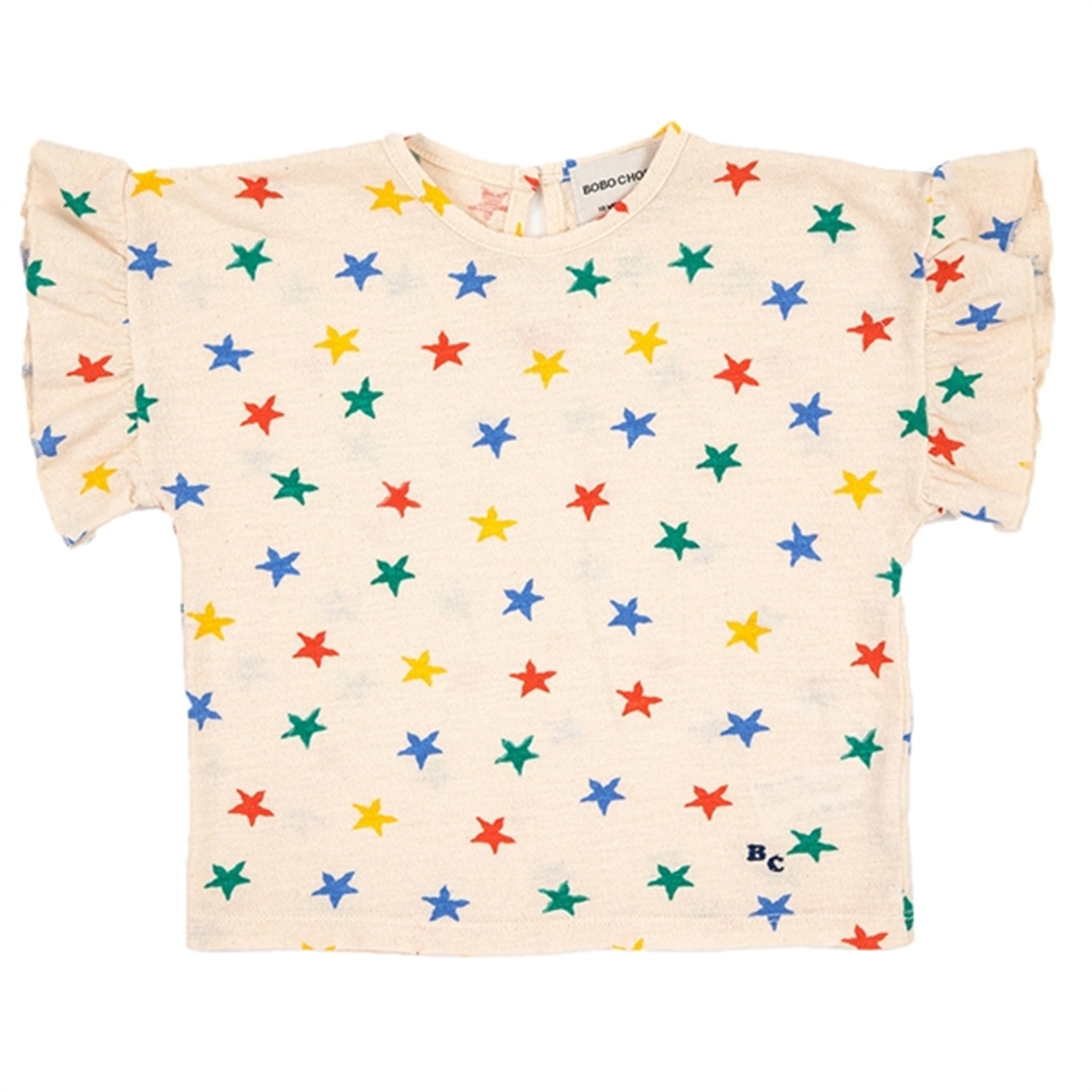 Bobo Choses Offwhite Multicolor Stars All Over Ruffle T-Shirt