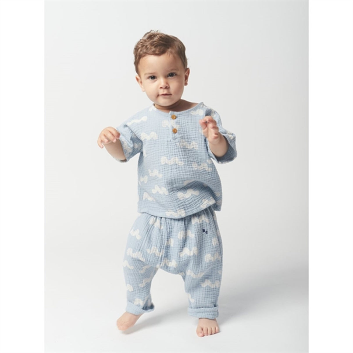 Bobo Choses Light Blue Waves All Over Pants 3